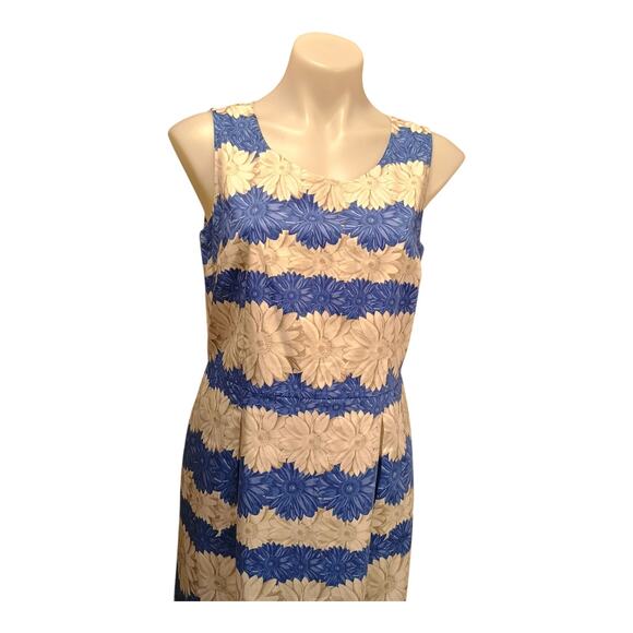 Talbots Blue And White Daisy Floral Sleeveless Fit Flare Dress Women’s Size 8 - Picture 9 of 13